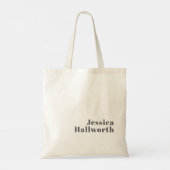 編集可能スタイリッシュレトロモダン文字 | グレイ トートバッグ (裏面)