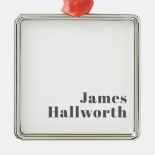 編集可能スタイリッシュレトロモダン文字   グレイ メタルオーナメント