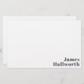 編集可能スタイリッシュレトロモダン文字 | グレイ 便箋 (正面/裏面)