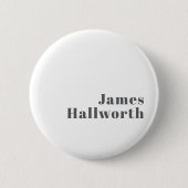 編集可能スタイリッシュレトロモダン文字 | グレイ 缶バッジ (正面)