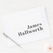 編集可能スタイリッシュレトロモダン文字 | グレイ 長方形シール (封筒)