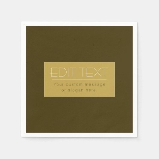 編集可能スタイリッシュ文字テンプレート | ヴィンテージ金ゴールド スタンダードカクテルナプキン (正面)