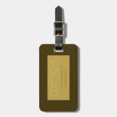編集可能スタイリッシュ文字テンプレート | ヴィンテージ金ゴールド ラゲッジタグ (正面縦)