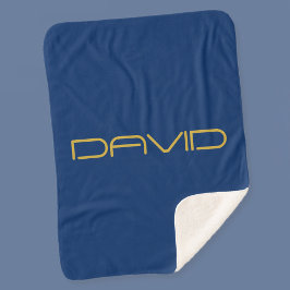 編集可能スタイリッシュ文字 | 金ゴールド&ネイビーブルー シェルパブランケット