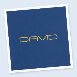 編集可能スタイリッシュ文字 | 金ゴールド&ネイビーブルー スタンダードカクテルナプキン