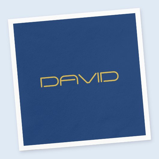編集可能スタイリッシュ文字 | 金ゴールド&ネイビーブルー スタンダードカクテルナプキン
