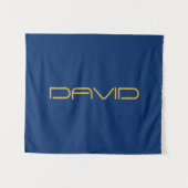 編集可能スタイリッシュ文字 | 金ゴールド&ネイビーブルー タペストリー (正面(横))