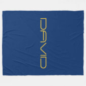 編集可能スタイリッシュ文字 | 金ゴールド&ネイビーブルー フリースブランケット (正面(横))