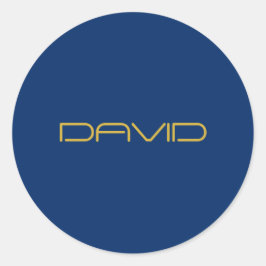 編集可能スタイリッシュ文字 | 金ゴールド&ネイビーブルー ラウンドシール