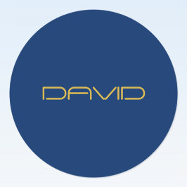 編集可能スタイリッシュ文字 | 金ゴールド&ネイビーブルー ラウンドシール