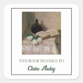 編集可能スチルライフボトルと花蔵書票 スクエアシール (正面)