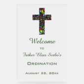 編集可能ステンドグラス十字宗教イベント アクリルサイン (正面)