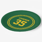 編集可能ストライプな色と背景色スポーティ ペーパープレート (アングル)