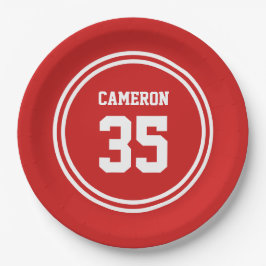 編集可能ストライプな色と背景色スポーティ ペーパープレート