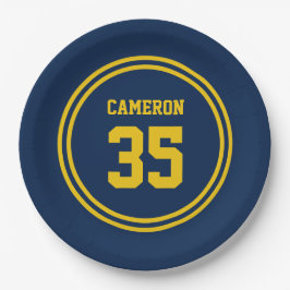 編集可能ストライプな色と背景色スポーティ ペーパープレート