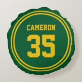 編集可能ストライプな色と背景色スポーティ ラウンドクッション (裏面)