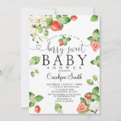 編集可能ストロベリーベリースイートベビーシャワー 招待状 (正面)
