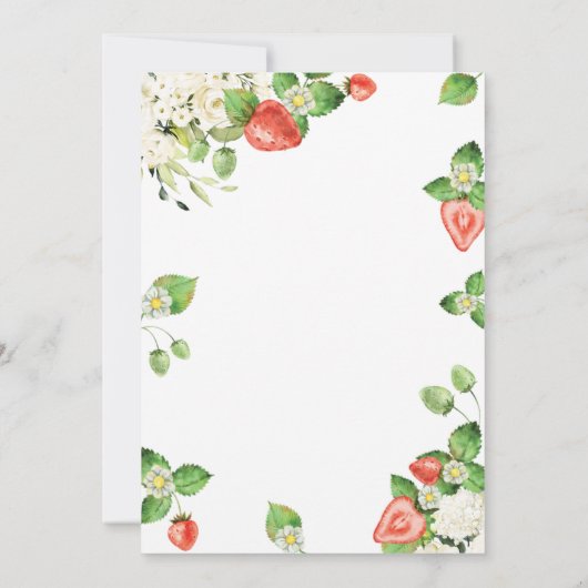 編集可能ストロベリーベリースイートベビーシャワー 招待状 (裏面)