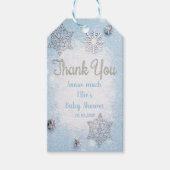 編集可能スノーフレークサンキューラベル男の赤ちゃん ギフトタグ (正面)