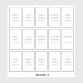 編集可能スパイスJARパントリー1.2x2.2インチラベルセット シール (シート)