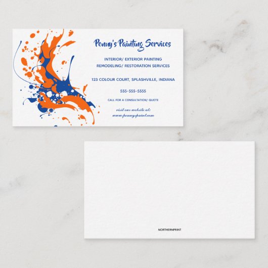 編集可能スプラッシュ絵を描: 名刺 (正面/裏面)