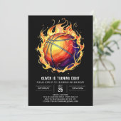 編集可能スポエレガントートバスケットボール誕生日 招待状 (スタンド正面)