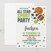 編集可能スポーツ誕生日招待状 招待状 (正面/裏面)