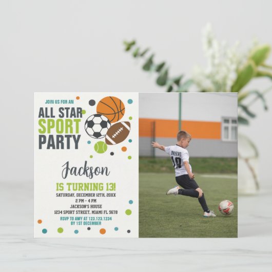 編集可能スポーツ誕生日招待状 招待状 (スタンド正面)