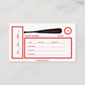 編集可能スポーツ野球選手カード エンクロージャーカード (裏面)