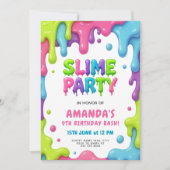 編集可能スライムをテーマにした子供の誕生日パーティー 招待状 (正面)
