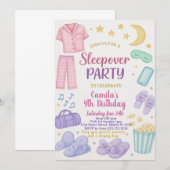 編集可能スリープバー誕生日パーティーの招待 招待状 (正面/裏面)