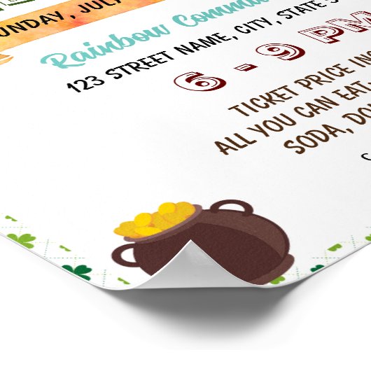 編集可能セントパトリックの日ポットラックフライヤー ポスター (角)