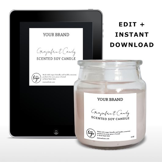 編集可能ダウンロード可能シンプルなキャンドルラベル 招待状