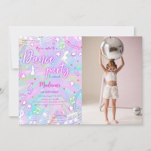 編集可能ダンス誕生日写真 招待状 (正面)