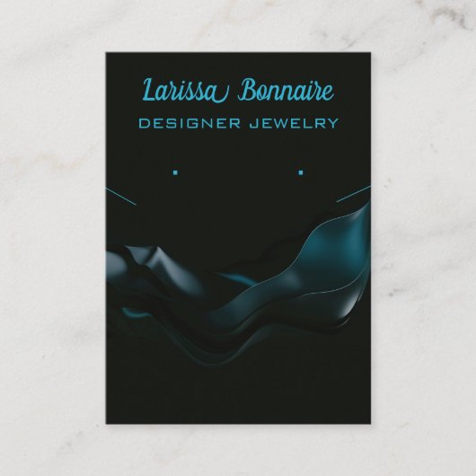編集可能ダークブルー波ジュエリーホルダーカード 名刺 (正面)