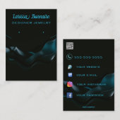 編集可能ダークブルー波ジュエリーホルダーカード 名刺 (正面/裏面)