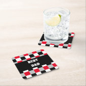 編集可能チェッカーボードパターン スクエアペーパーコースター (インサイチュ)