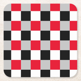 編集可能チェッカーボードパターン スクエアペーパーコースター