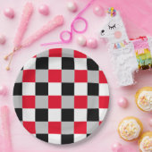編集可能チェッカーボードパターン ペーパープレート (パーティー)