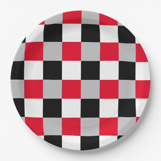 編集可能チェッカーボードパターン ペーパープレート (正面)