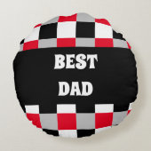 編集可能チェッカーボードパターン ラウンドクッション (裏面)