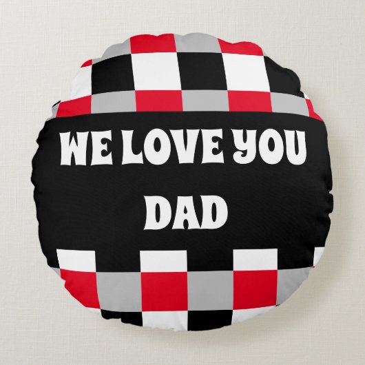 編集可能チェッカーボードパターン ラウンドクッション (正面)