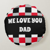 編集可能チェッカーボードパターン ラウンドクッション (裏面)