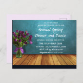 編集可能チューリップin a Jar春ディナー招待状 インビテーションポストカード (正面/裏面)