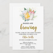 編集可能ツインガールズベビーシャワー招待状 招待状 (正面/裏面)