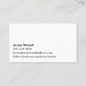 編集可能ティール（緑がかった色）上の白いHelloスクリプトタイポグラフィ 名刺 (裏面)