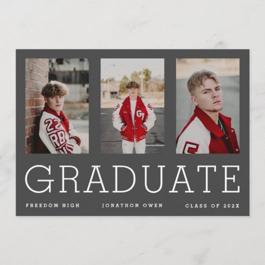 編集可能テンプレート三高等学校卒業生 案内状 (正面)