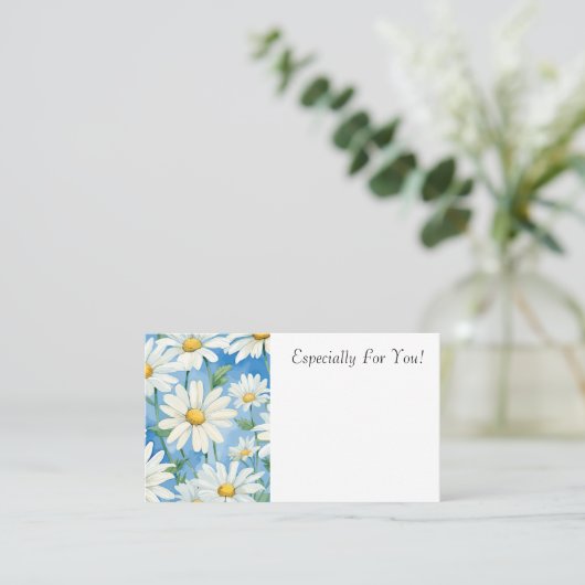 編集可能デイジー花屋ブーケのメッセージカード 名刺 (スタンド正面)