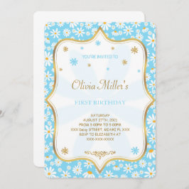 編集可能デイジー誕生日招待状 招待状