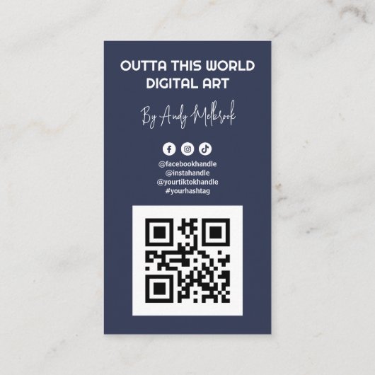 編集可能デジタルアーティストQRコード 名刺 (裏面)
